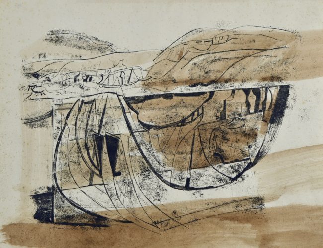 Clay Working, Chiusure, offset with tempera, 1954