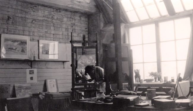 Wilhelmina Barns-Graham in No.3 Porthmeor Studios, St Ives, c.1945