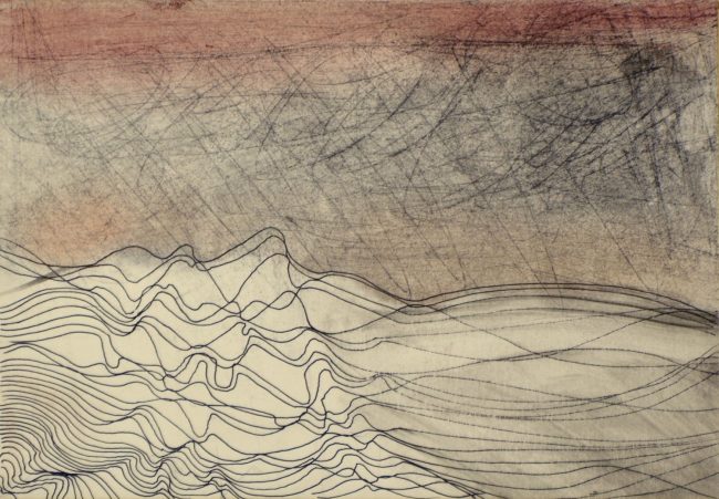 Dialogue Between Wind and Sea No.2, 1982, Pen, ink and oil on board, 13.5 x 19.5 cm, BGT7810 © Wilhelmina Barns-Graham Trust