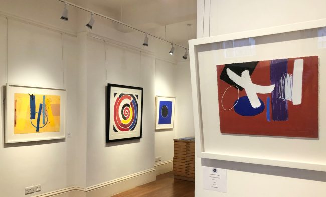 Installation view of British Abstract: From St Andrews to St Ives at CCA Galleries International, Jersey.