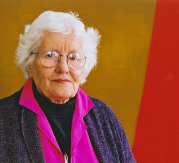 WBG Portrait, 1990s. Photographed in the studio set against an unfinished work on canvas. Photo: Rowan James.